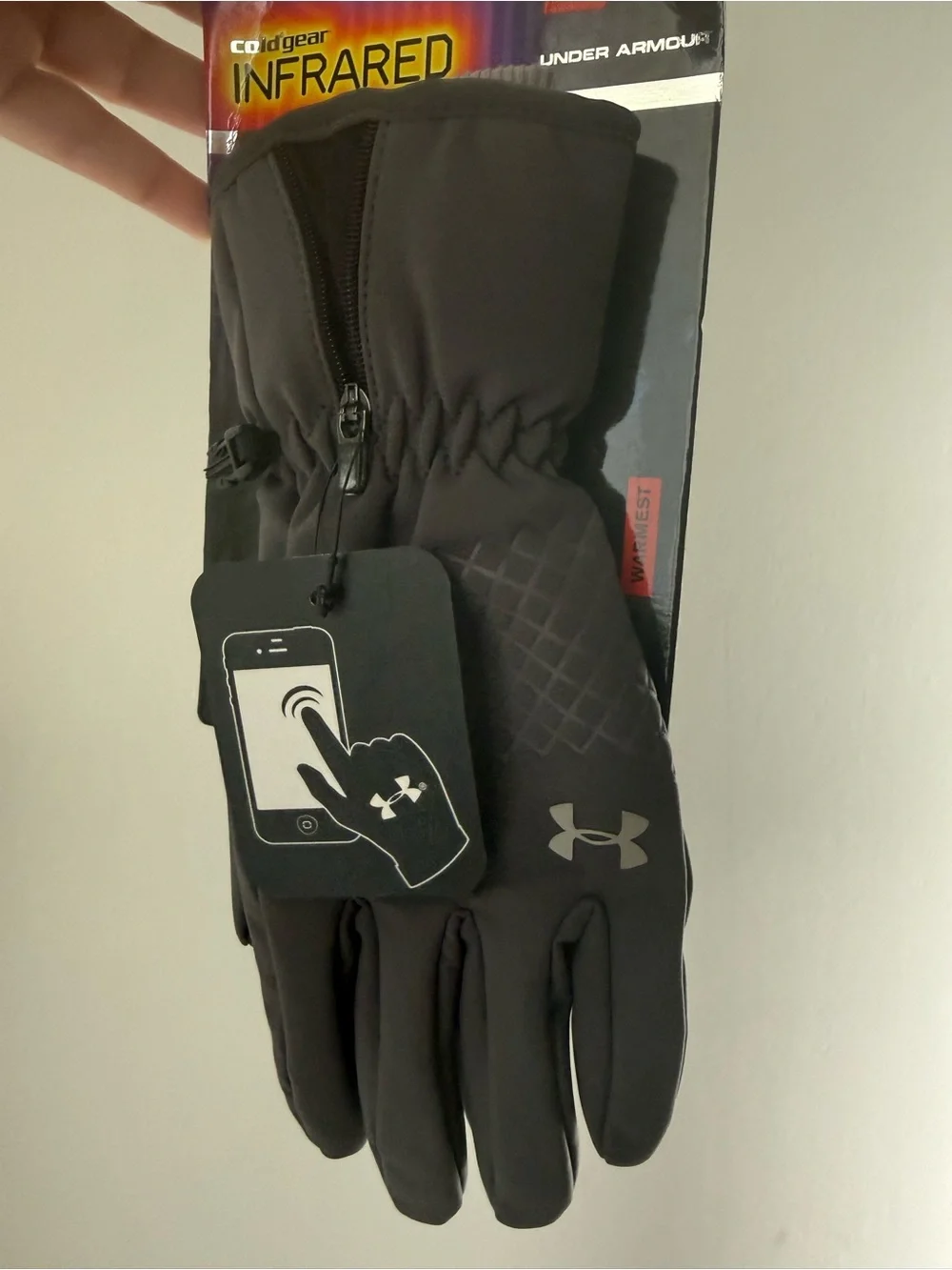 Under Armour Women's Infrared Touchscreen Winter Gloves Dark Grey NWT #Lux-T